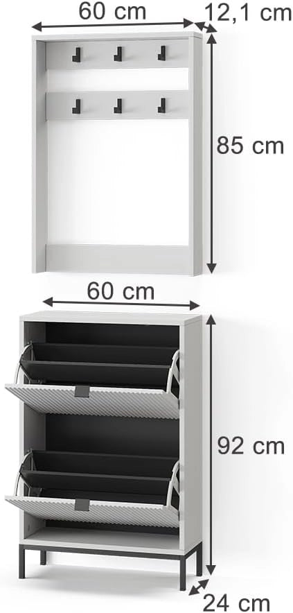 Armadio Eliza, Bianco, 60 x 92 cm Set, 2 parti