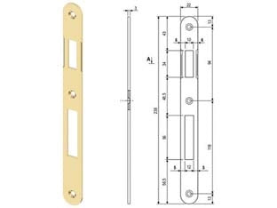 CONTROPIASTRA PER SERRATURA SICUREZZA 2.0 BORDO TONDO- - ottonato lucido (B00590.15.03) - 5 pezzi AGB