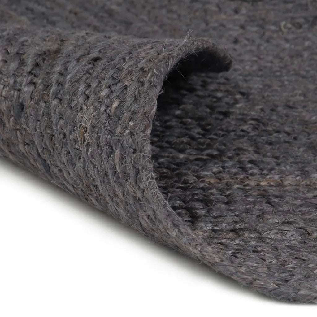 Tappeto del soggiorno | Tappeto Lavorato a Mano in Juta Rotondo 120 cm Grigio Scuro