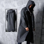 Trench coat adulto, impermeabile, giacca, cappuccio con corda poncho, visiera poncho, giacca impermeabile in EVA, adatta per escursioni, pesca, uscire con il cane e altre attività all'aperto - versione aggiornata in nero - L
