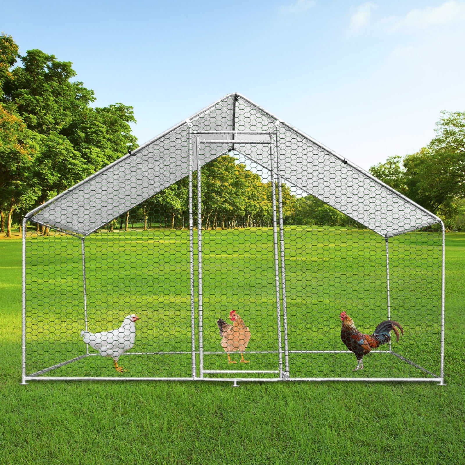 Gabbia Pollaio Recinto Recinzione Box Inox da Galline Pollame Polli 3m x 2m x 2m
