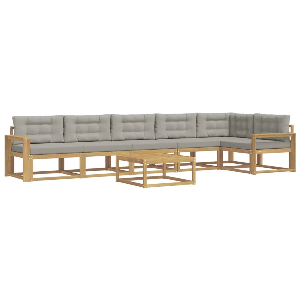 Set di divani da esterno 7 pz Bianco e Grigio Chiaro Poliestere 3386555