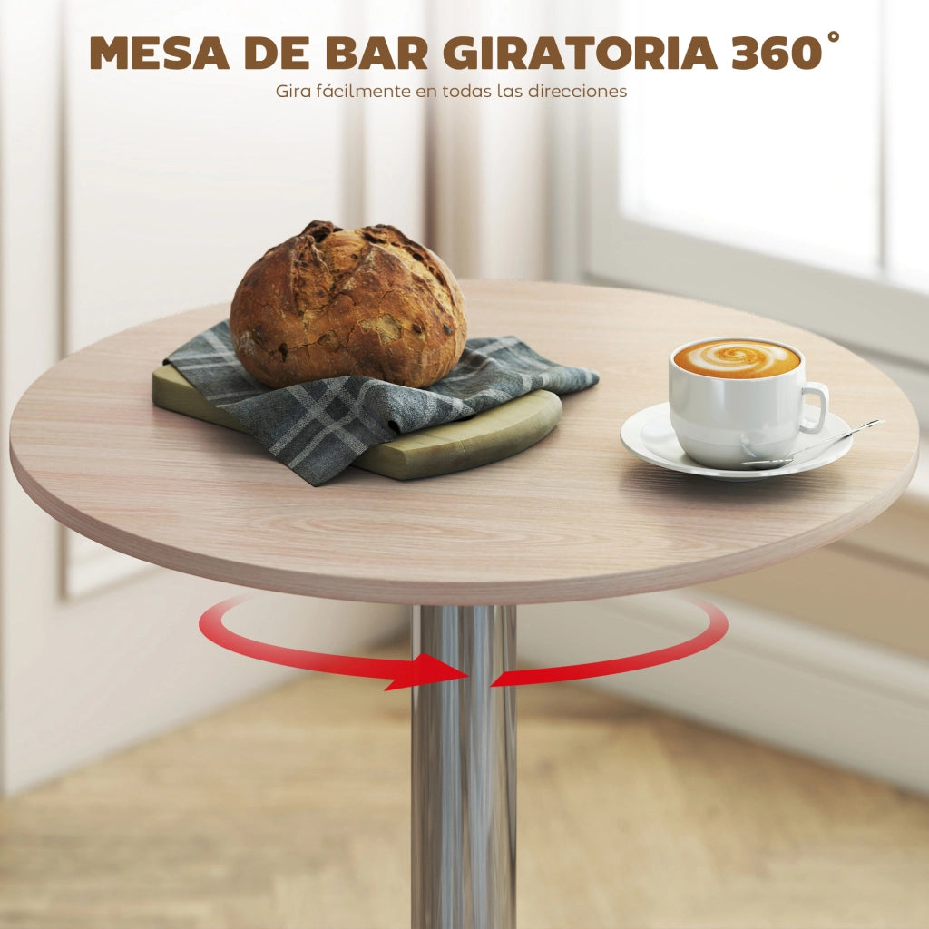 Tavolo da bar regolabile in altezza girevole 360¡ã ¨C Minimal ¨C ?60x67-93 cm legno naturale