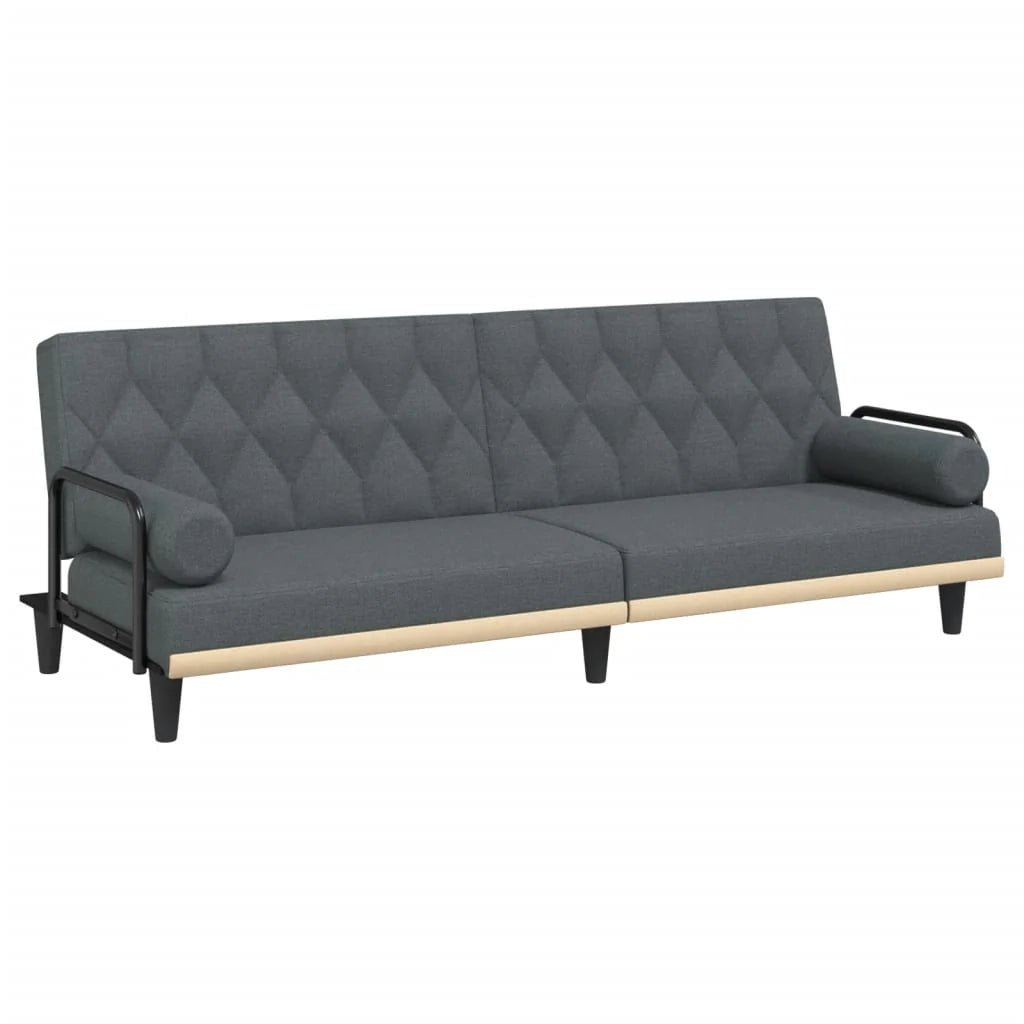Divano letto con braccioli205 x 89 x 70 cm tessuto grigio scuro 02_0021008