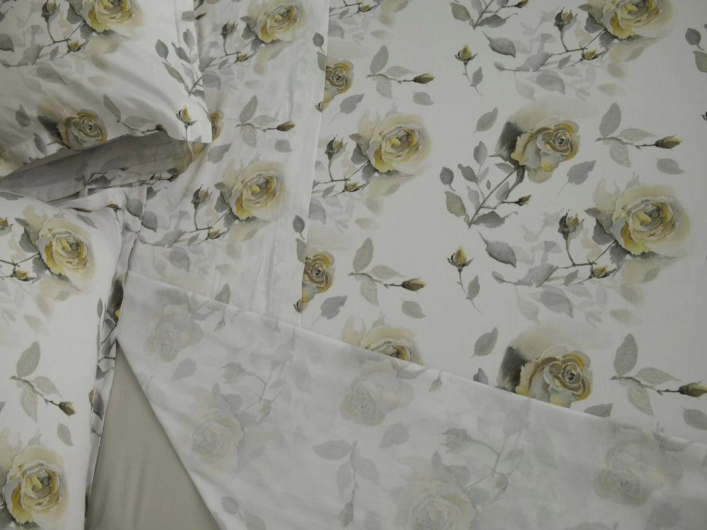 Salineso, set Completo Letto Matrimoniale in Raso, Giallo