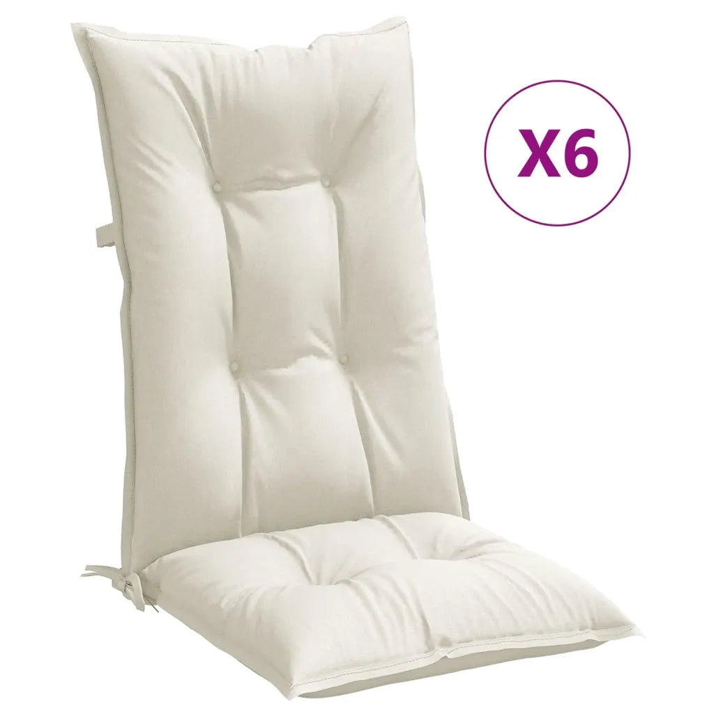 Cuscini Sedia Schiena Alta 6 Crema Mélange 120x50x7 Tessuto 4002354