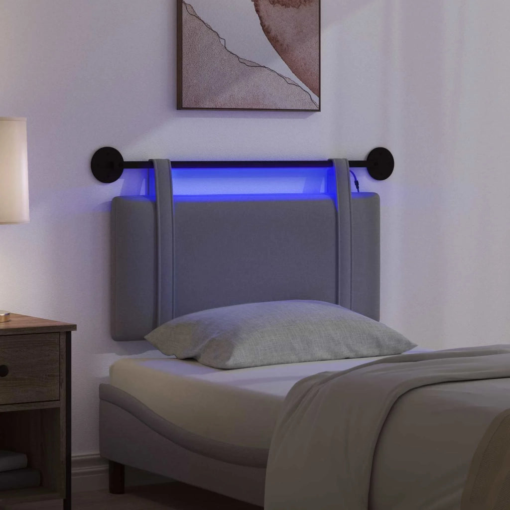 Testiera sospesa Con luce LED Grigio Scuro Tessuto
