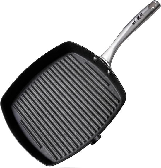Grillpan in acciaio inossidabile - antiaderente - 1 pezzo - 24 x 24 cm - acciaio inossidabile