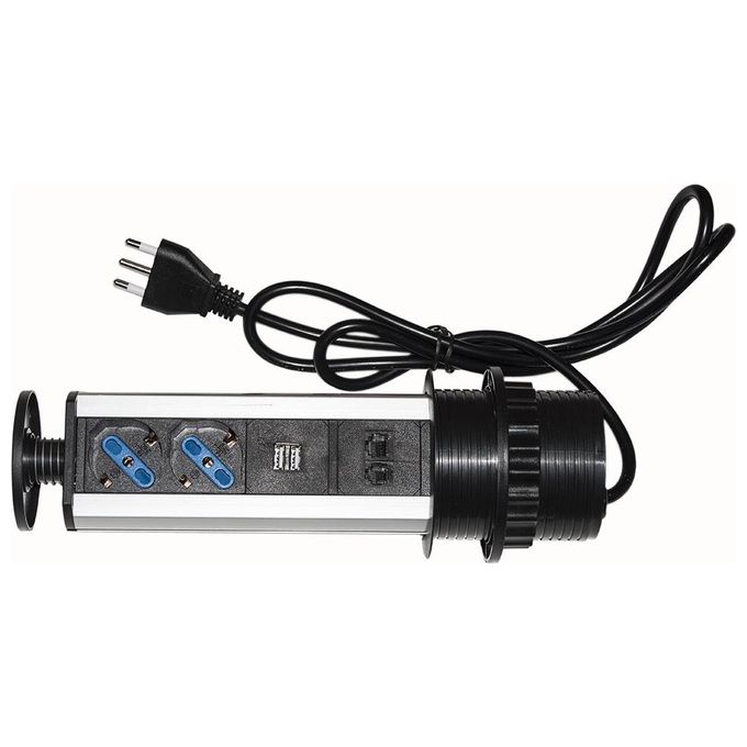 Link Accessori LKMPT02 prolunghe e multiple 1,6 m 2 presa(e) AC Interno Nero, Argento