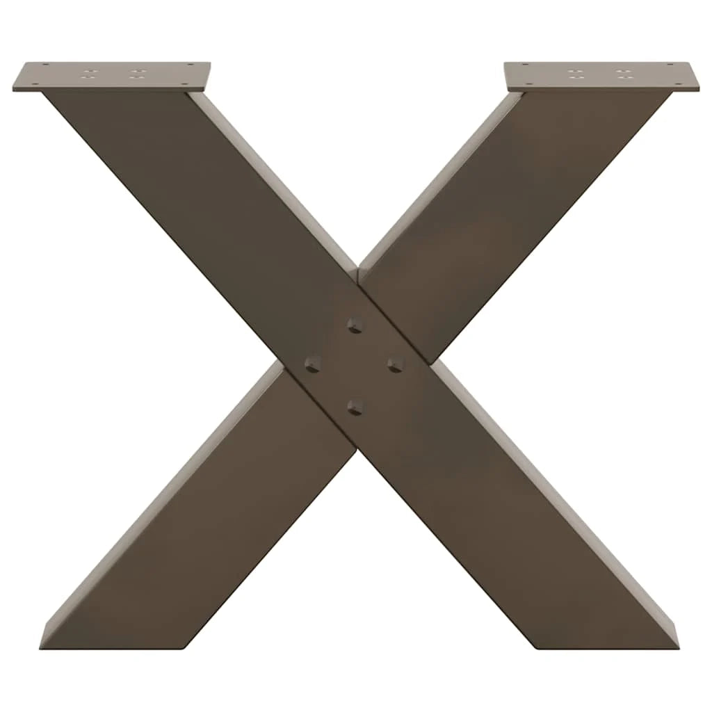 Set di 2 gambe per tavolino da caffè a forma di X robuste e regolabili 50 x 42-43 cm design moderno acciaio naturale 02_0057231