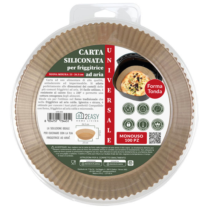 2Easy Carta da Forno Rotonda 100 Fogli Marrone