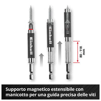 Einhell Portapunte Magnetico Acciaio Inox Extra Corto 35mm