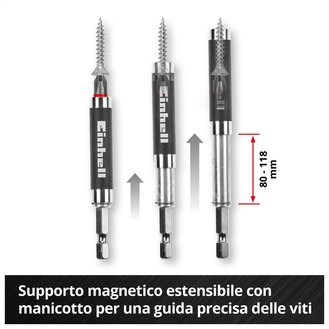 Einhell Portapunte Magnetico Acciaio Inox Extra Corto 35mm