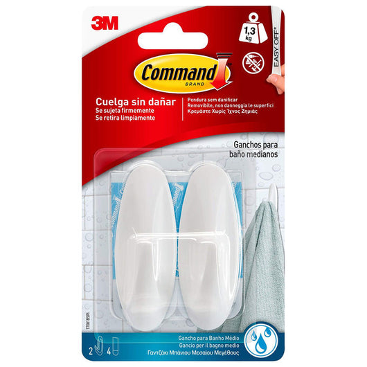Command Ganci in Plastica Resistenti all'Acqua Bianco