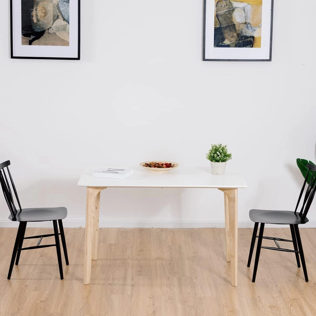 Set di 2 Sedie da Pranzo, Sedia con Schienale e Poggiapiedi, Struttura Robusta in Ferro, Ogni Sedia Portata 150kg, Design Industriale senza Braccioli, Ideale per Bistro, Giardini e Bar, Nero
