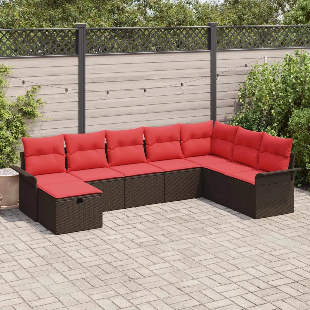 Set Divano da Giardino con cuscino 8 pcs Poly Rattan