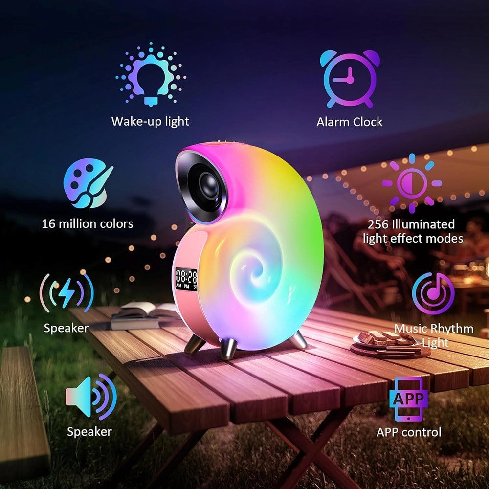Trade Shop - Lampada Da Tavolo Intelligente Sveglia Luce Led Bluetooth Musica Per Adulti Bambini -