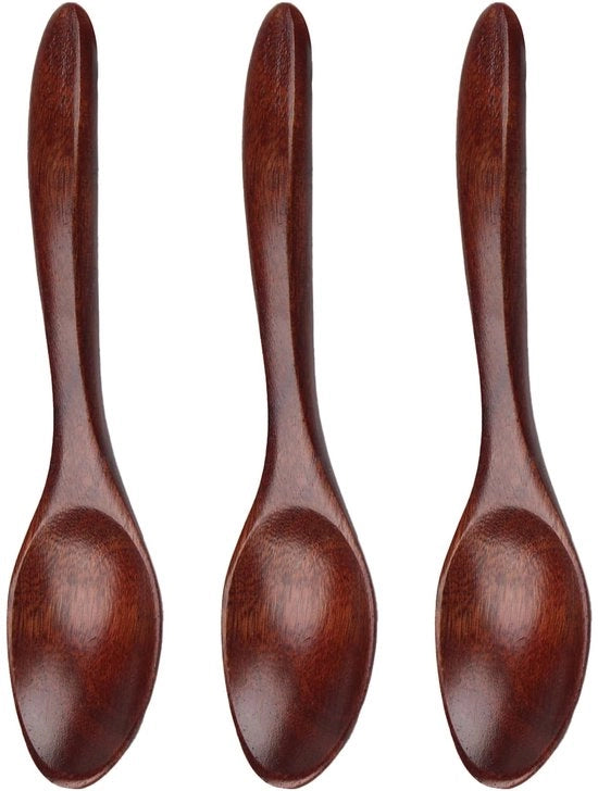 Tre piccole cucchiaie in legno, cucchiai per miele in legno, cucchiai in legno, accessori per la cucina, articoli per la cucina giapponese, per la cioccolata calda, caffè, tè, miele e mescolare alimenti