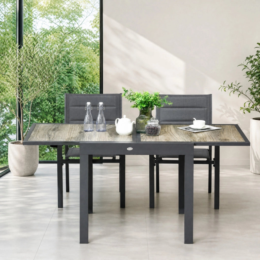 TAVOLO DA GIARDINO ALLUNGABILE 80/160 x 80 x 75 cm Alluminio Beige