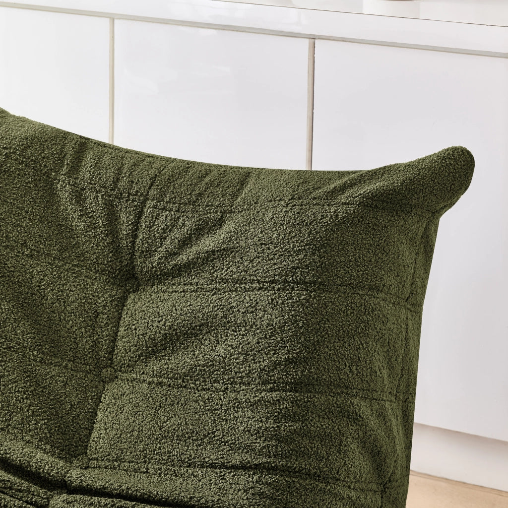 Poltrona Lazy con schienale e pouf - Zephmum- Morbido peluche verde