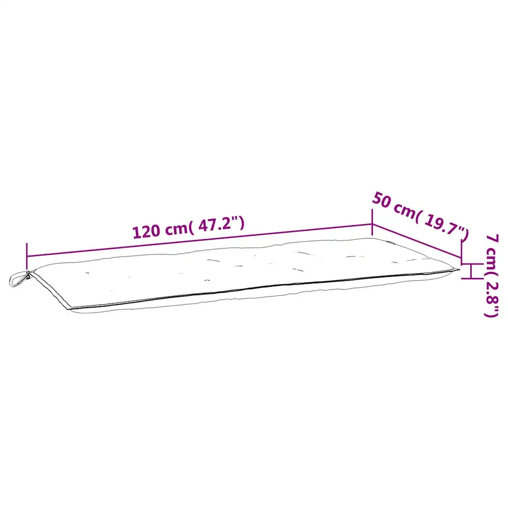 Cuscini Panca Giardino 2 pz-Set di 2 Cuscini per panchina da esterno Motivo a Foglie 120x50x7 cm Tessuto