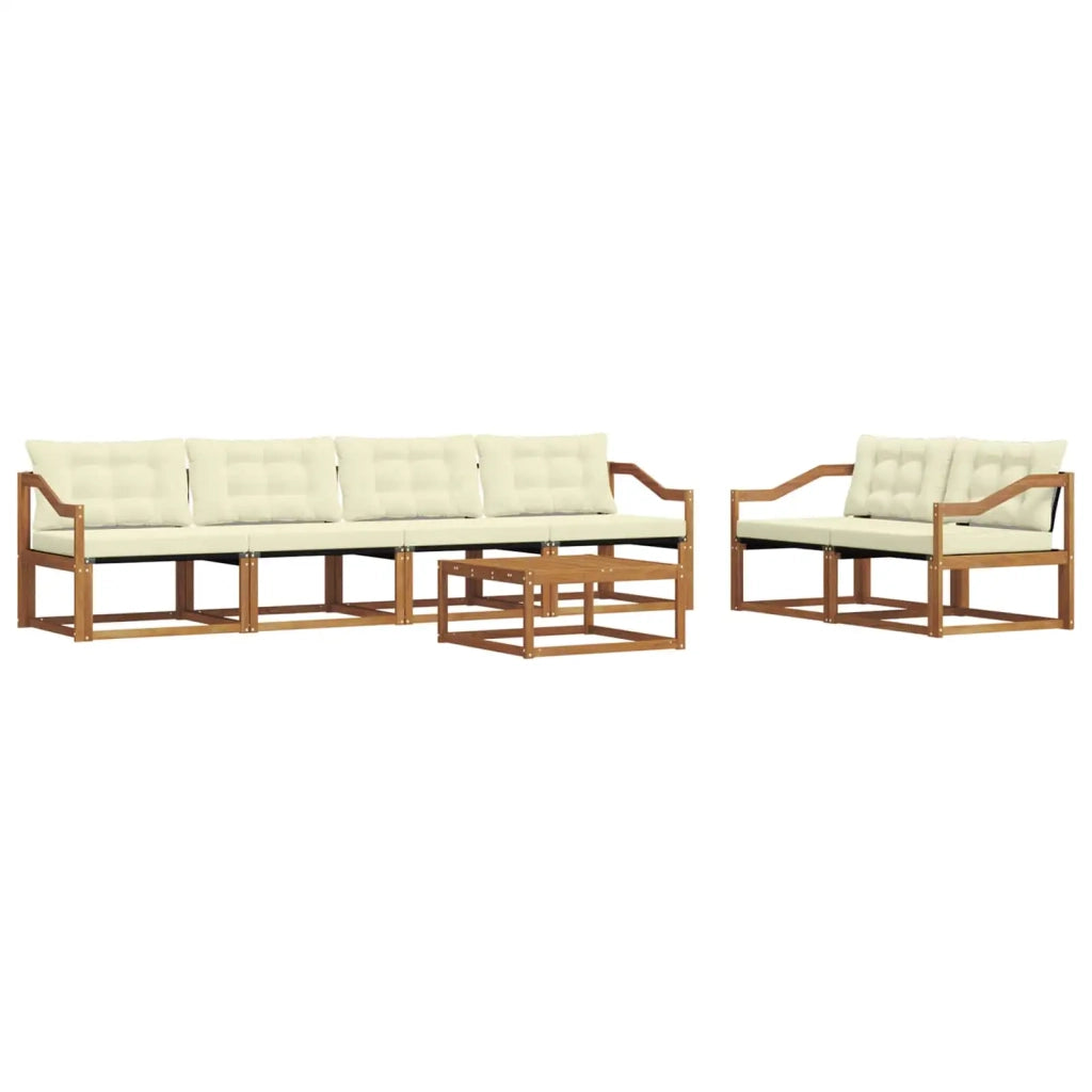 Set di divani da esterno con cuscino 7 pcs Naturale e Crema 3369225