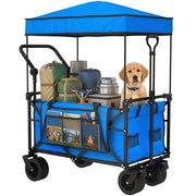 Carrello da Giardino Pleghevole con Ruote ¨C zephmum ¨C 125x59x133 cm Blu