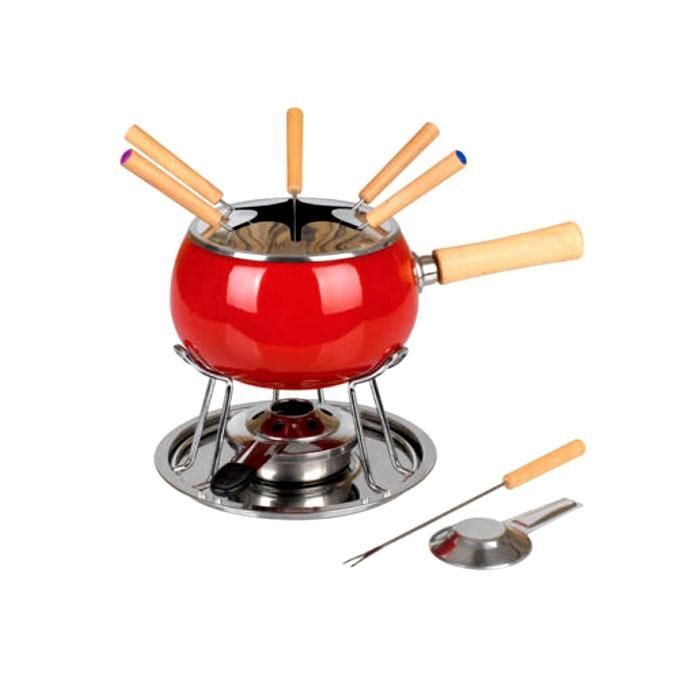 Fonduta Smaltata Rossa Set Pezzi 12