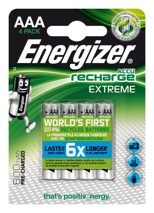 Energizer Accu Recharge Extreme 800 AAA BP4 Batteria ricaricabile Nichel-Metallo Idruro (NiMH)