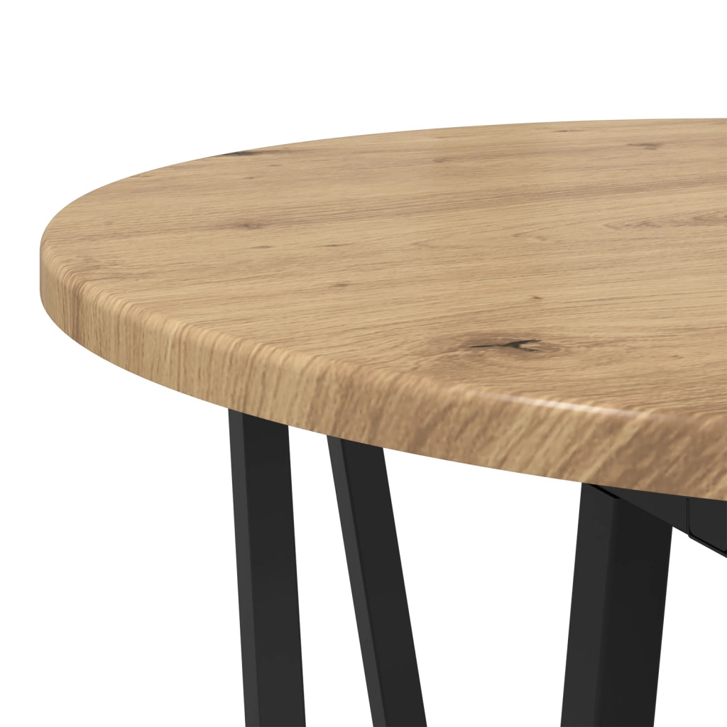 Tavolino 2 pz in Legno di Rovere e Metallo -