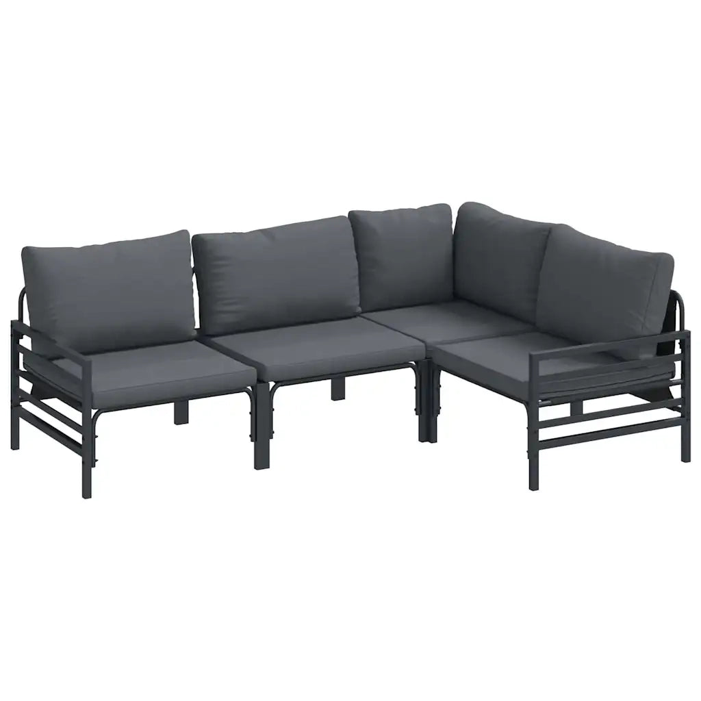 Set Divano da Giardino con cuscino 4 pcs Nero Acciaio 3378986