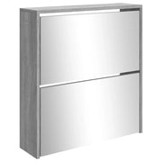 Scarpiera mobiletto portascarpe mobile per ingresso/corridoio/soggiorno con specchio 2 ripiani rovere Sonoma 63 x 17 x 67 cm grigio 02_0021881