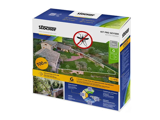 Kit Pro Geyser tubo 100mt 40 ugelli 40 raccordi a T + 5 dritti + 5 a L 5 tappi 20 fermatubo