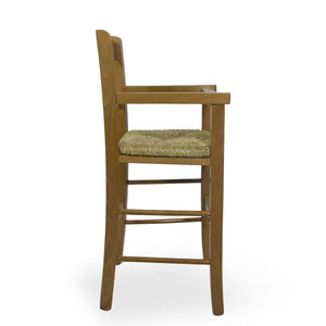 Sediolone in legno noce chiaro con seduta in paglia