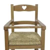 Sediolone in legno noce chiaro con seduta in paglia