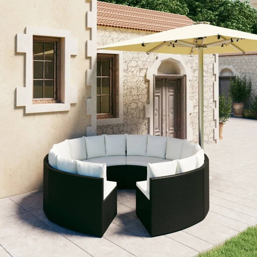 Set Divani da Giardino 8 pz con Cuscini in Polyrattan Nero cod mxl 36160