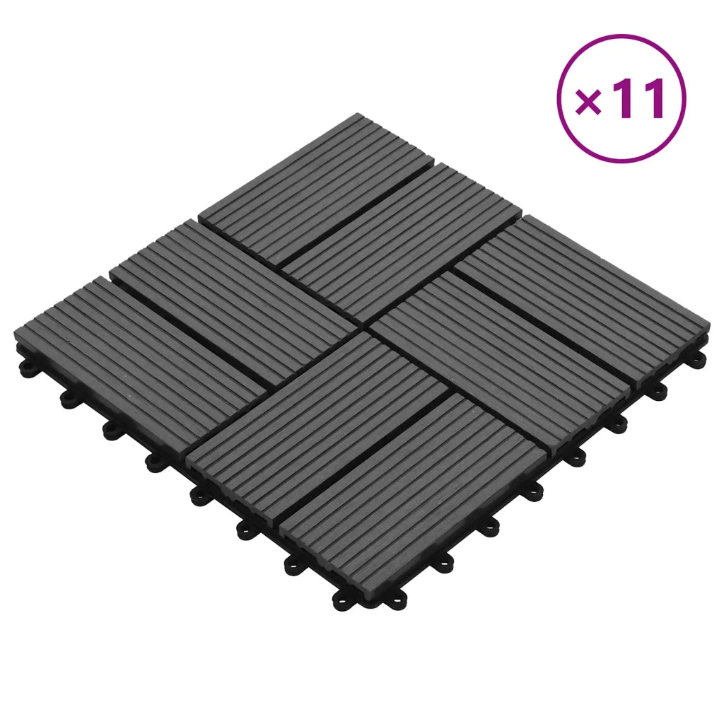 Piastrella per Decking 11 pcs Grigio 30 x 30 cm WPC