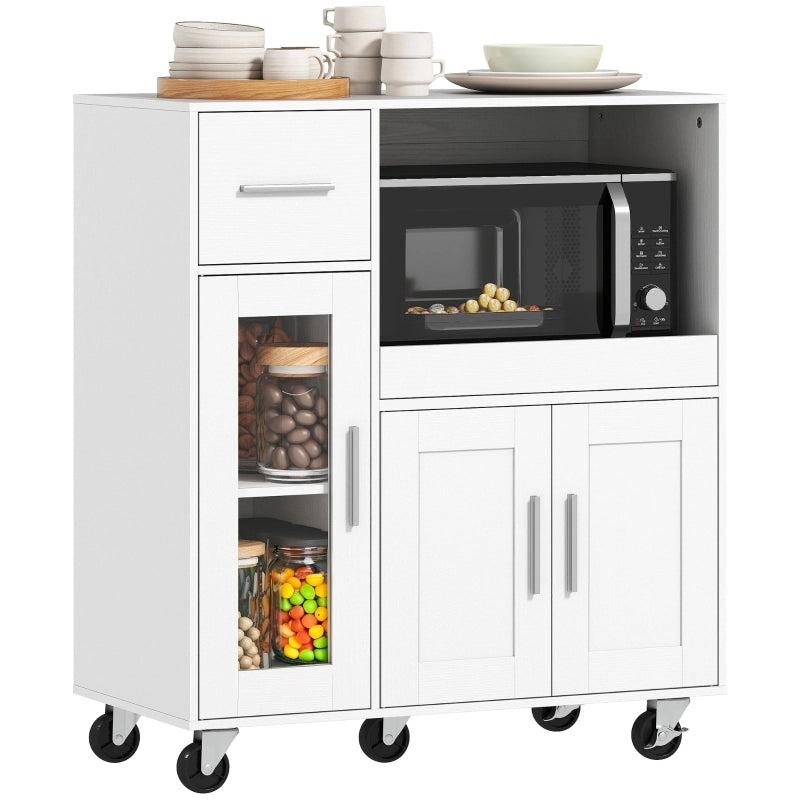 CARRELLO Cucina con ripiano estraibile 80x40x88,7 cm Bianco con ruote
