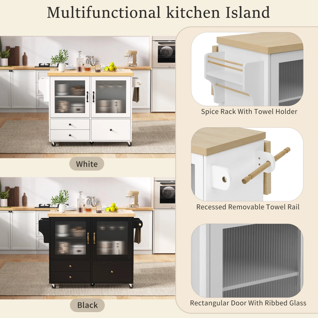 Carrello da cucina con 2 ante; cassetti; piano ribaltabile; portaasciugamani e portabicchieri; in MDF; 100 x 42-70 x 91;5 cm