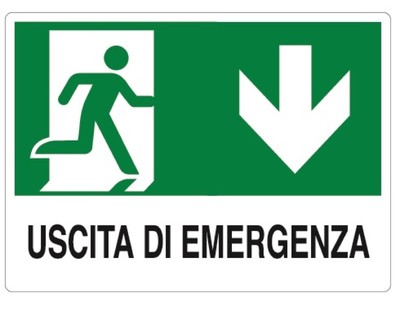 10PZ CARTELLO SEGNALETICO USCITA DI EMERGENZA CM.30X20