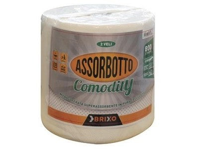 2 ROTOLI CARTA ASCIUGAMANI BRIXO ASSORBOTTO COMODITY 2 VELI MT.155