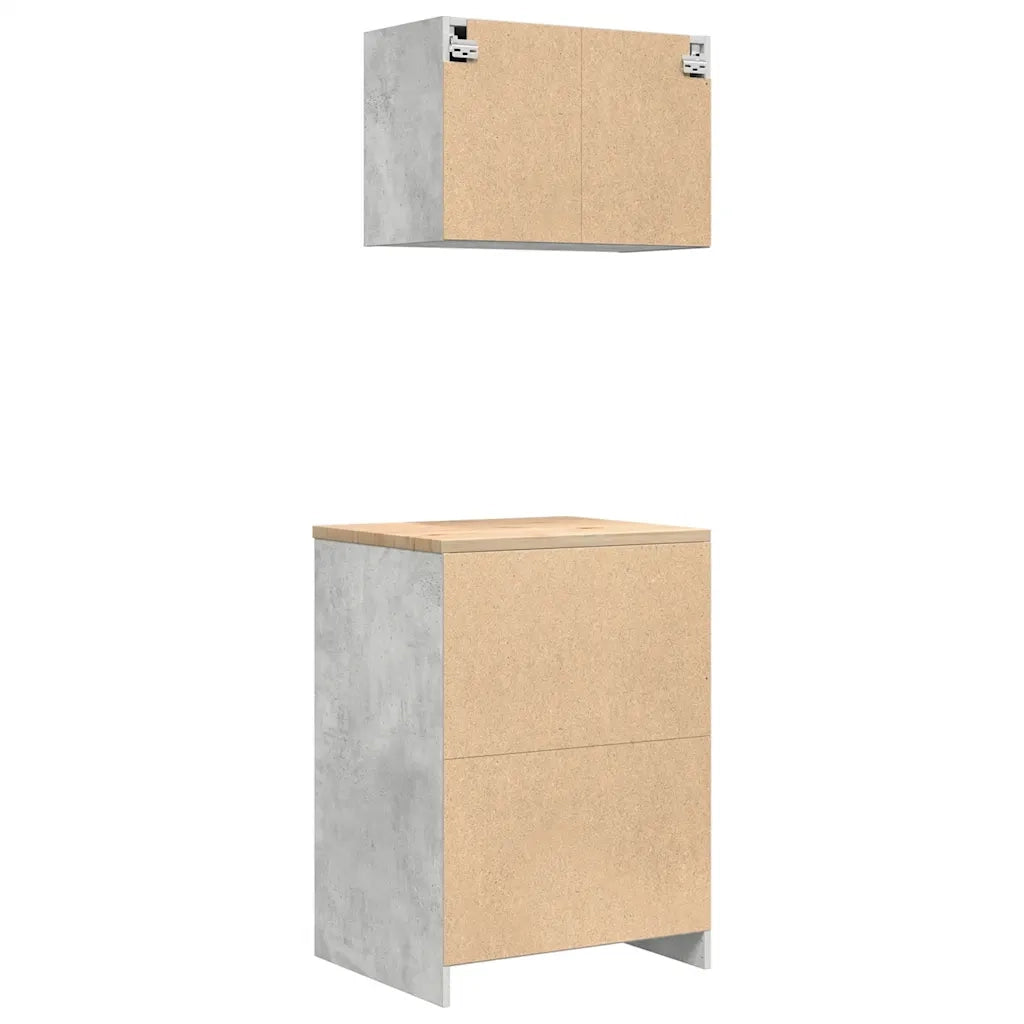 vidaXL Armadi da Garage 2 pz Grigio Cemento in Legno Multistrato
