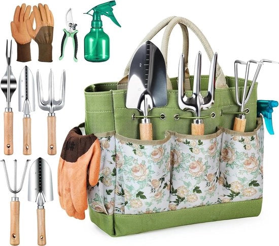Tuingereedschap professionale a prova di ruggine - accessorio per giardinaggio per uomini e donne - forbici da giardino e borsa di stoccaggio per manico - 9 pezzi