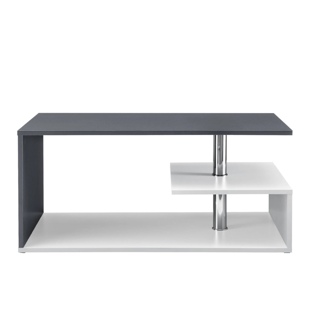 Tavolino da Salotto Haarlem con 3 Piani 90 x 50 x 41 cm - Grigio Scuro / Bianco [en.casa]