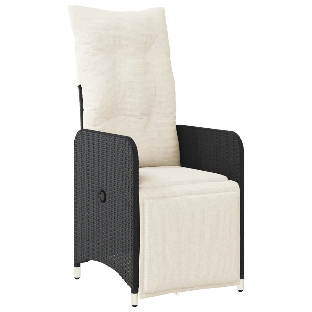 Set da BistrÃ² da Giardino 7 pz con Cuscini Nero in Polyrattan