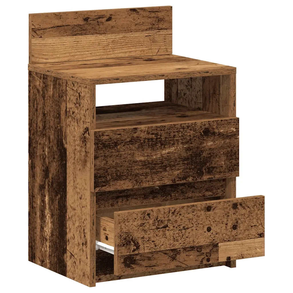 Comodini 2 pz con 2 Cassetti Legno Antico 40x33x60 cm 858575
