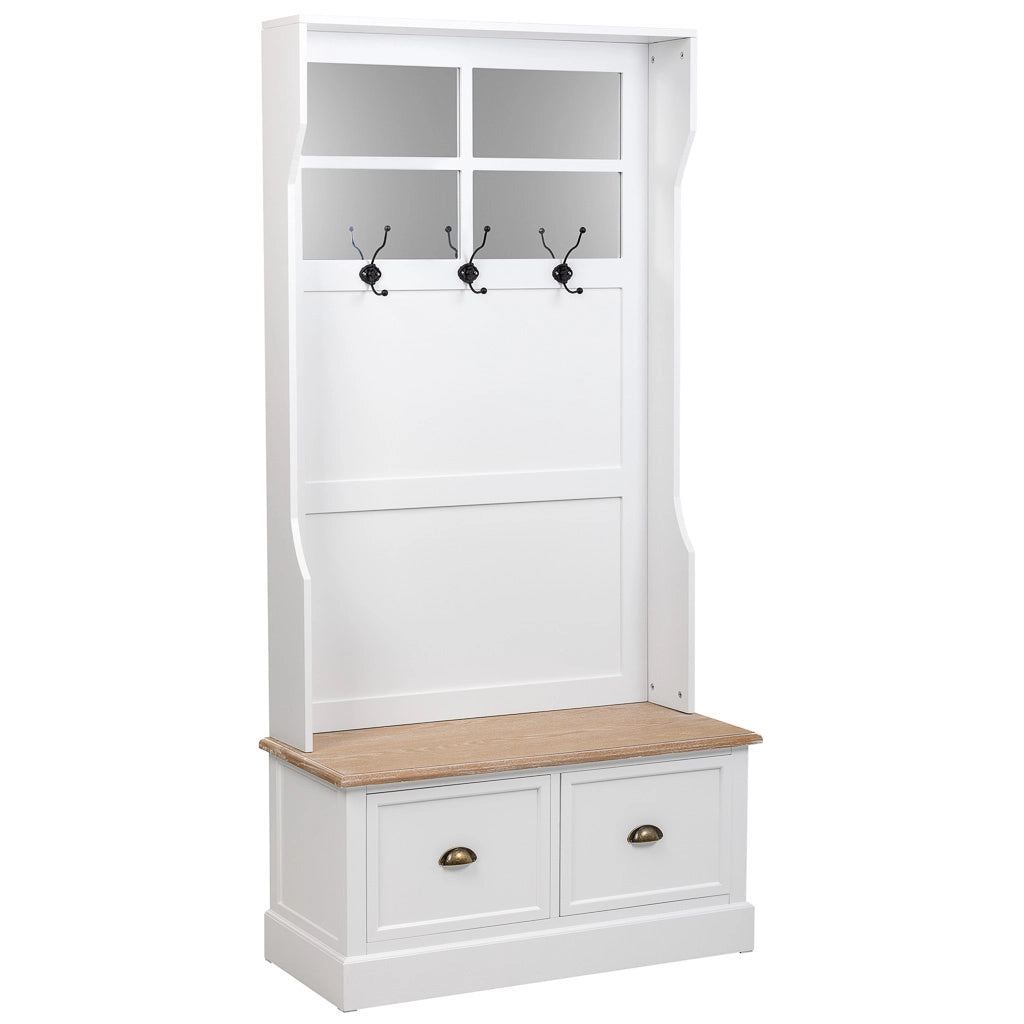 Mobile da ingresso in legno con 2 cassetti bianchi 92x39,5x184h