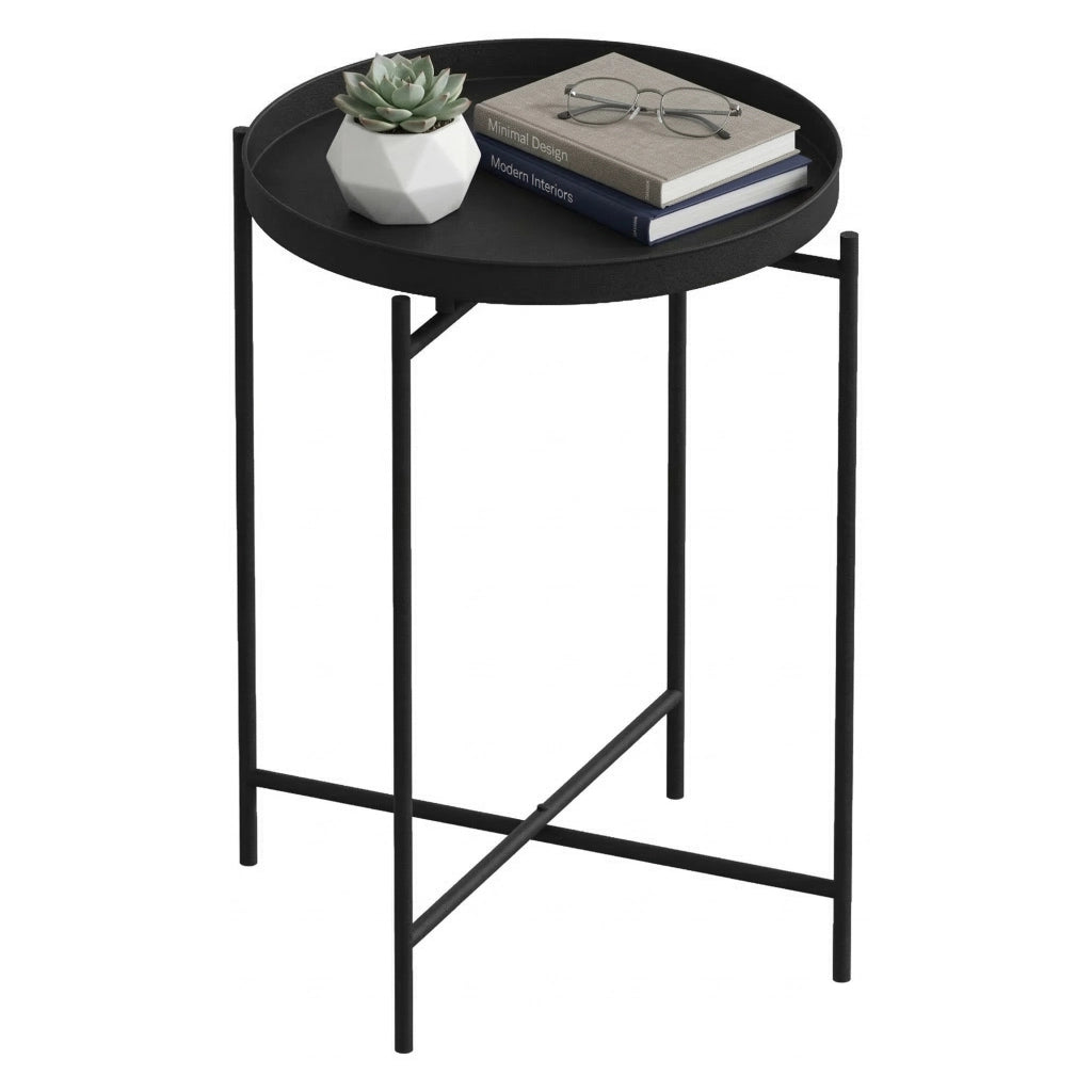 Fiave, Tavolino da Salotto Forma Rotondo, 46x46x56h cm Nero