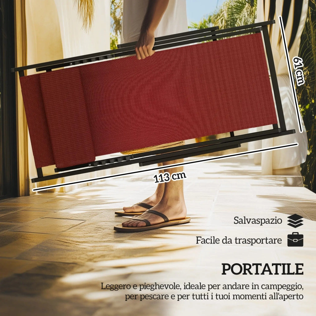 Set 2 Sedie Sdraio Pieghevoli in Alluminio 96,35x58x91,5 cm  Rex Rosso