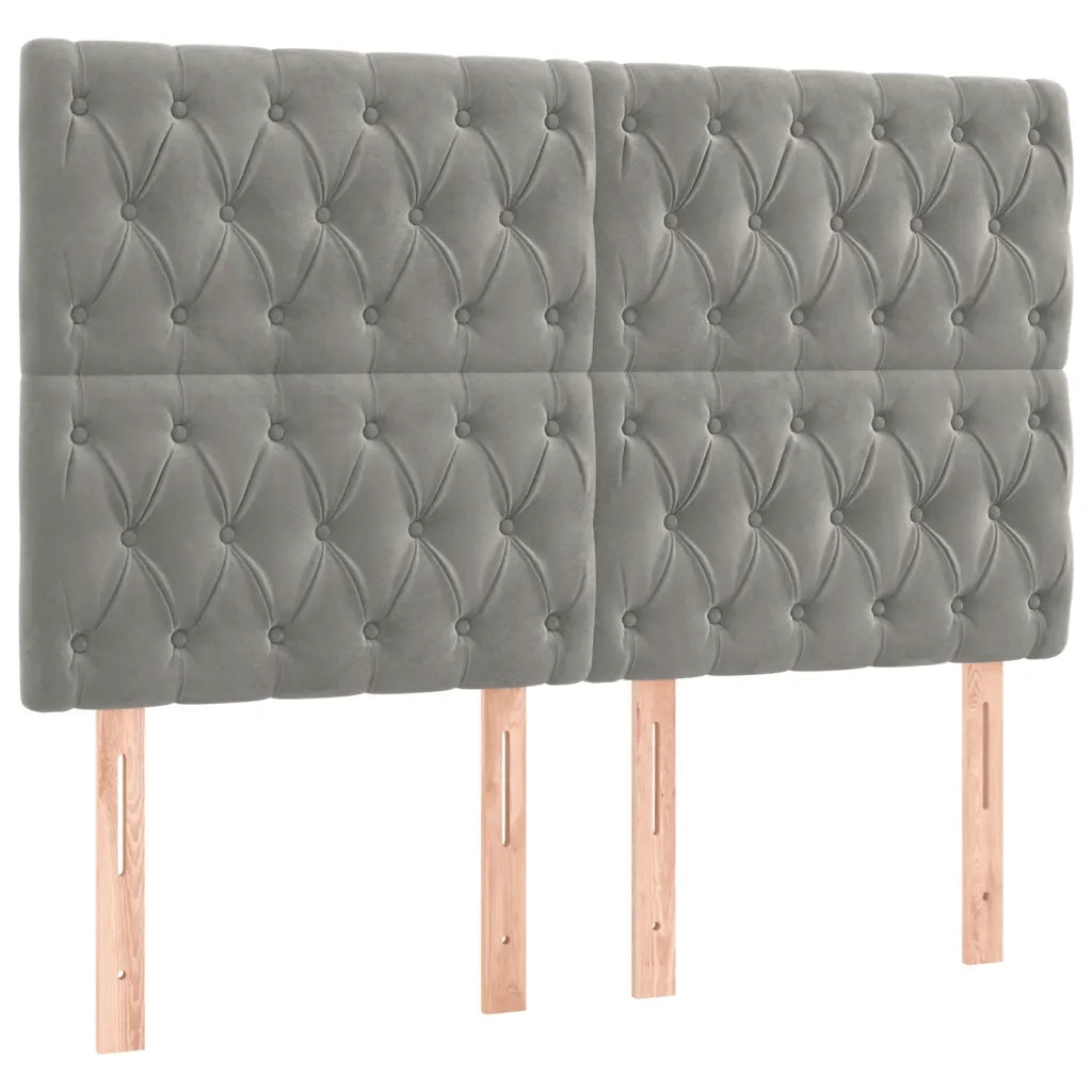 Letto a Molle Materasso e LED Grigio Chiaro 180x200 cm Velluto 3136317